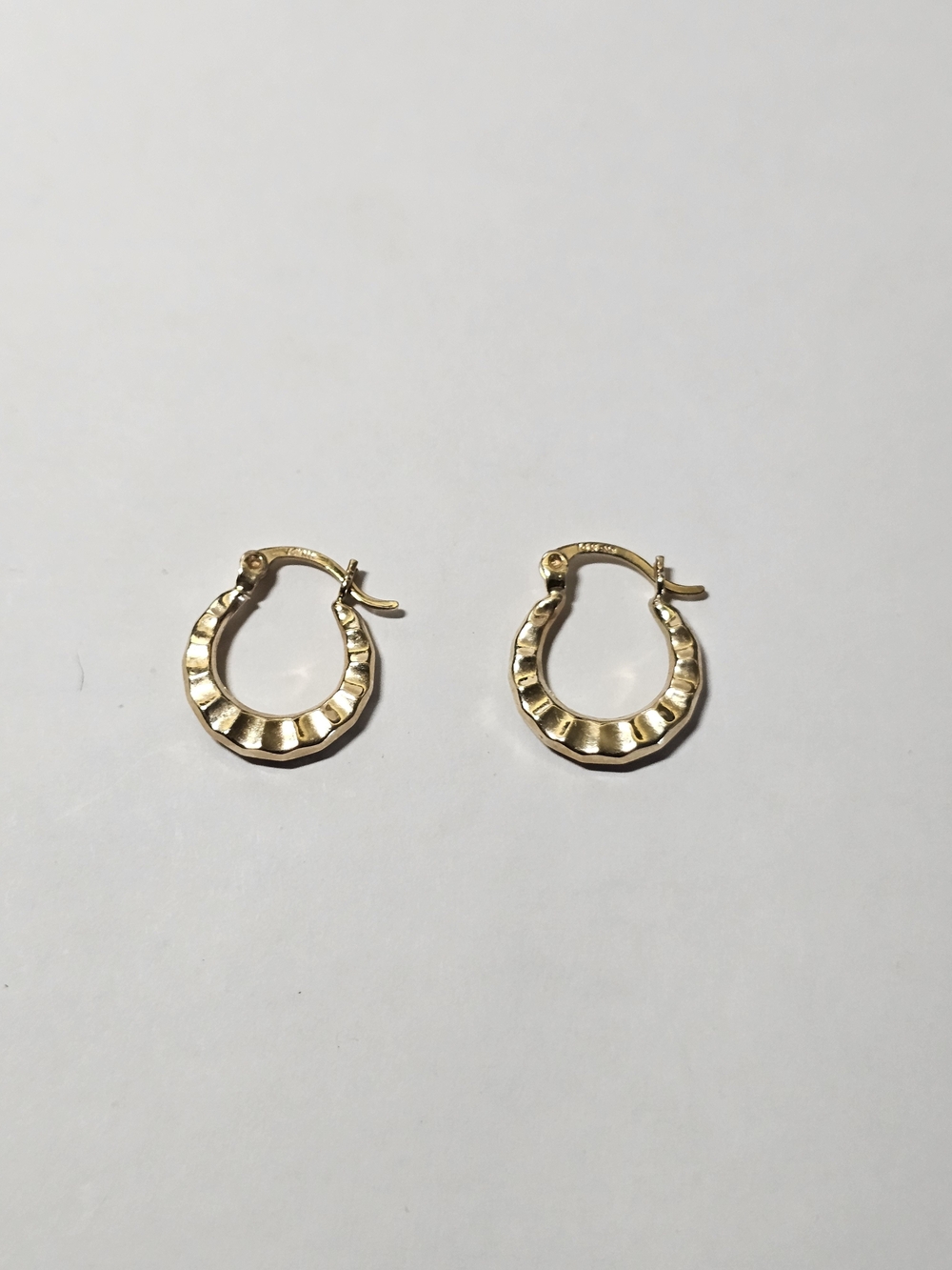 14k Gold Textured Hoop Earrings for Women